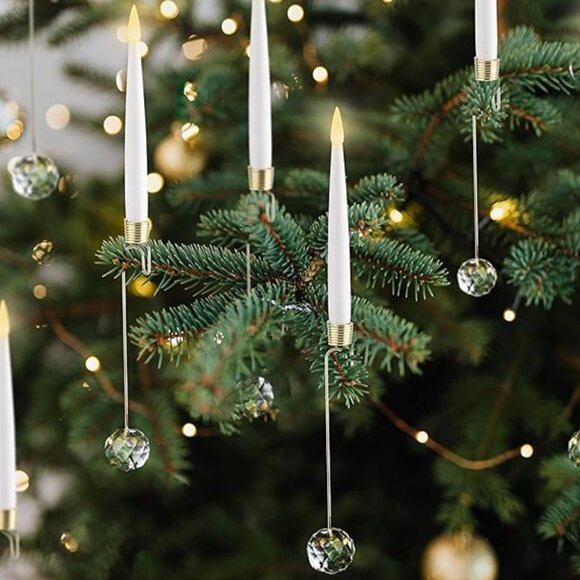 Christmas Tree Candles, 10 Pack Flameless Taper Candles for Christmas Tree Decor - Picture 1 of 4